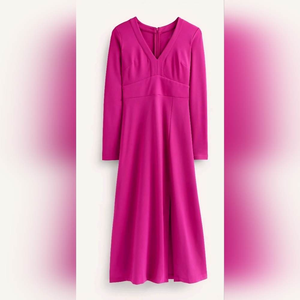 Elegant Magenta Long Sleeve Dress